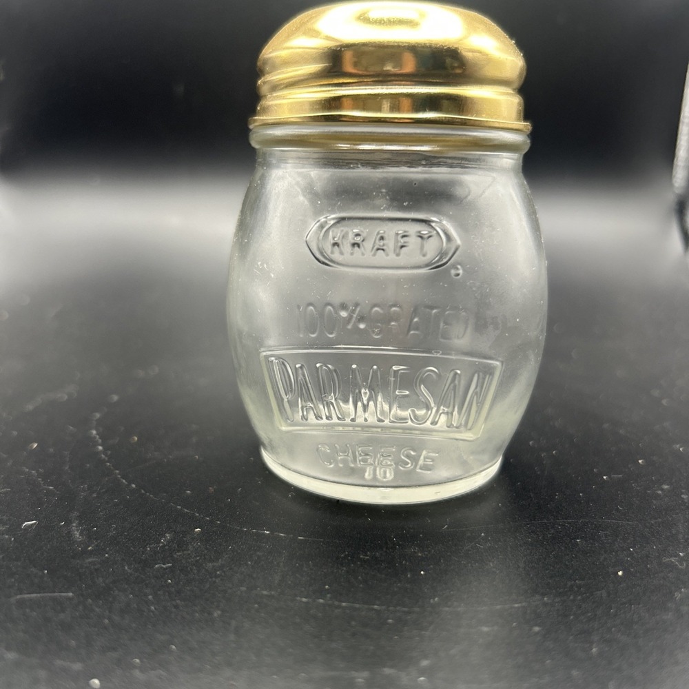 Kraft 100% Grated Parmesan Cheese Glass Shaker Screw Gold Tone Lid